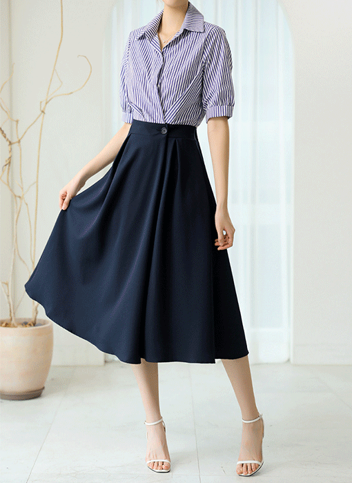 【DINT】♡ Aライン ワンピース♡ セール】Aラインドッキングニットワンピース（ワンピース