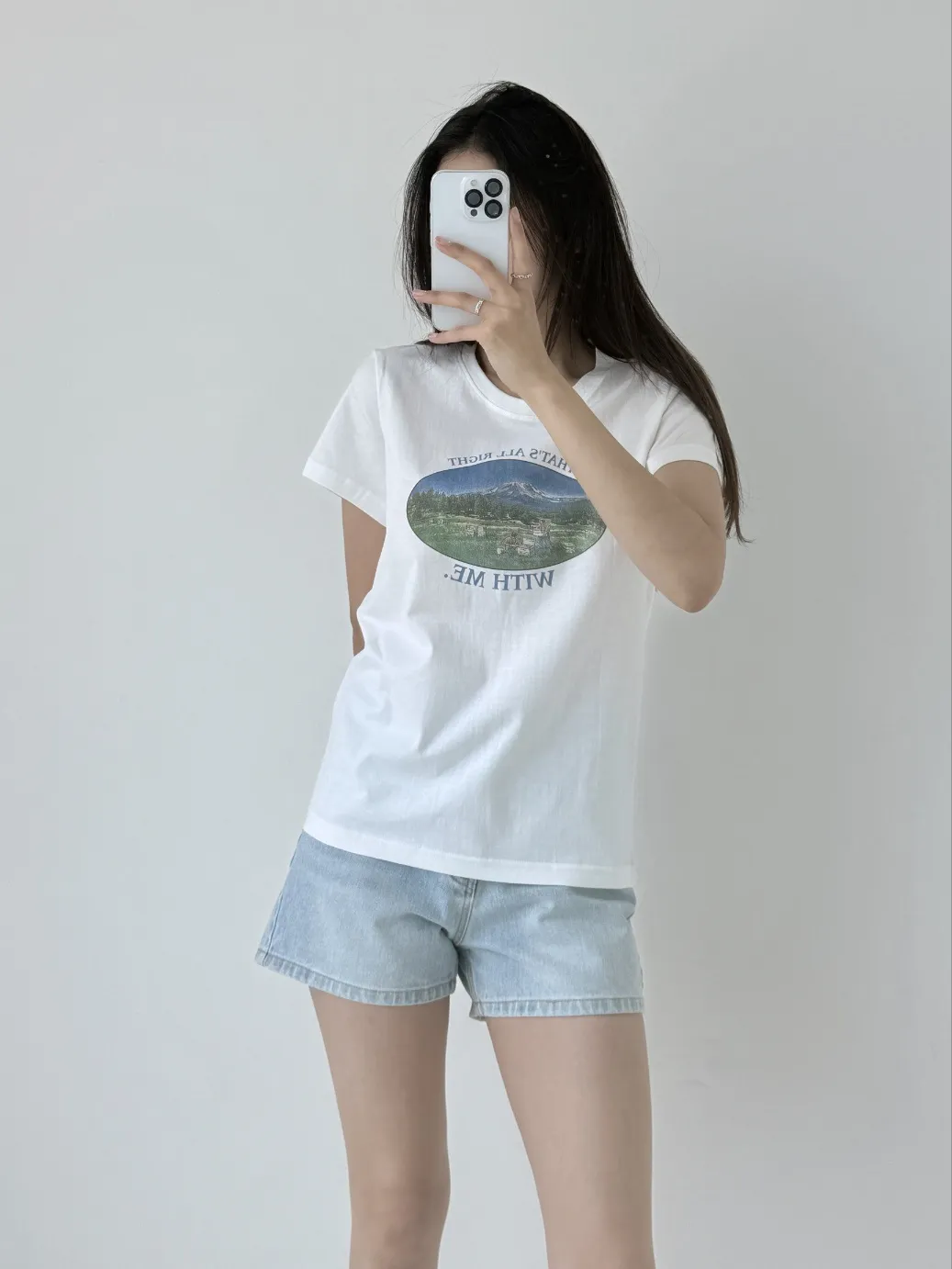 コットンラウンドネックプリント夏Tシャツ | 詳細画像1