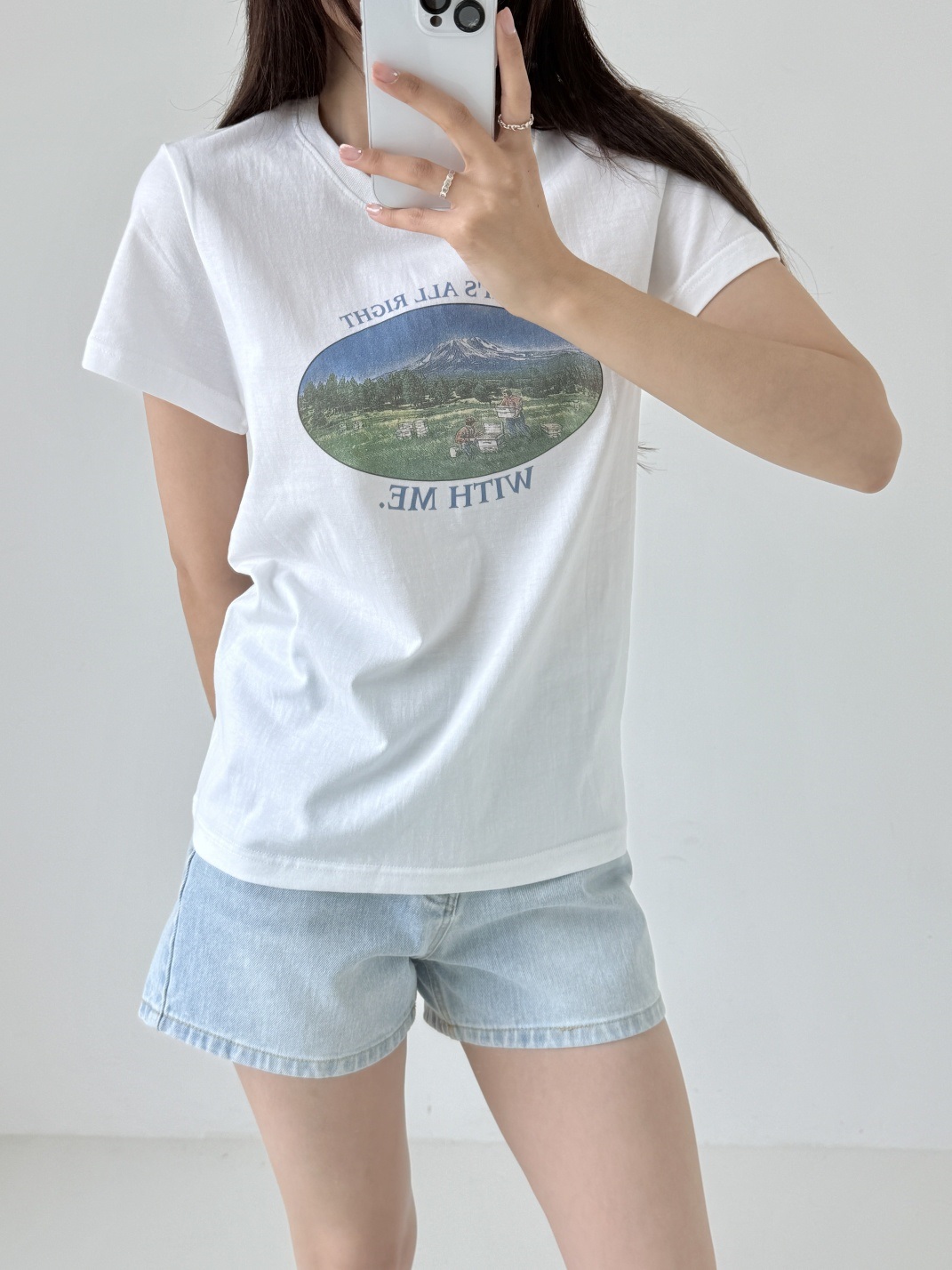コットンラウンドネックプリント夏Tシャツ | 詳細画像4