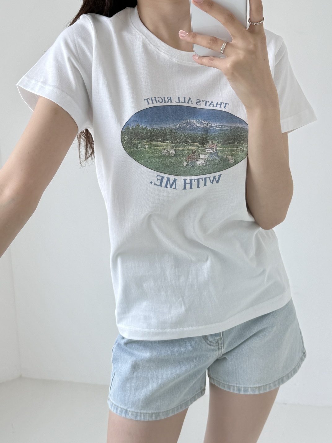 コットンラウンドネックプリント夏Tシャツ | 詳細画像5