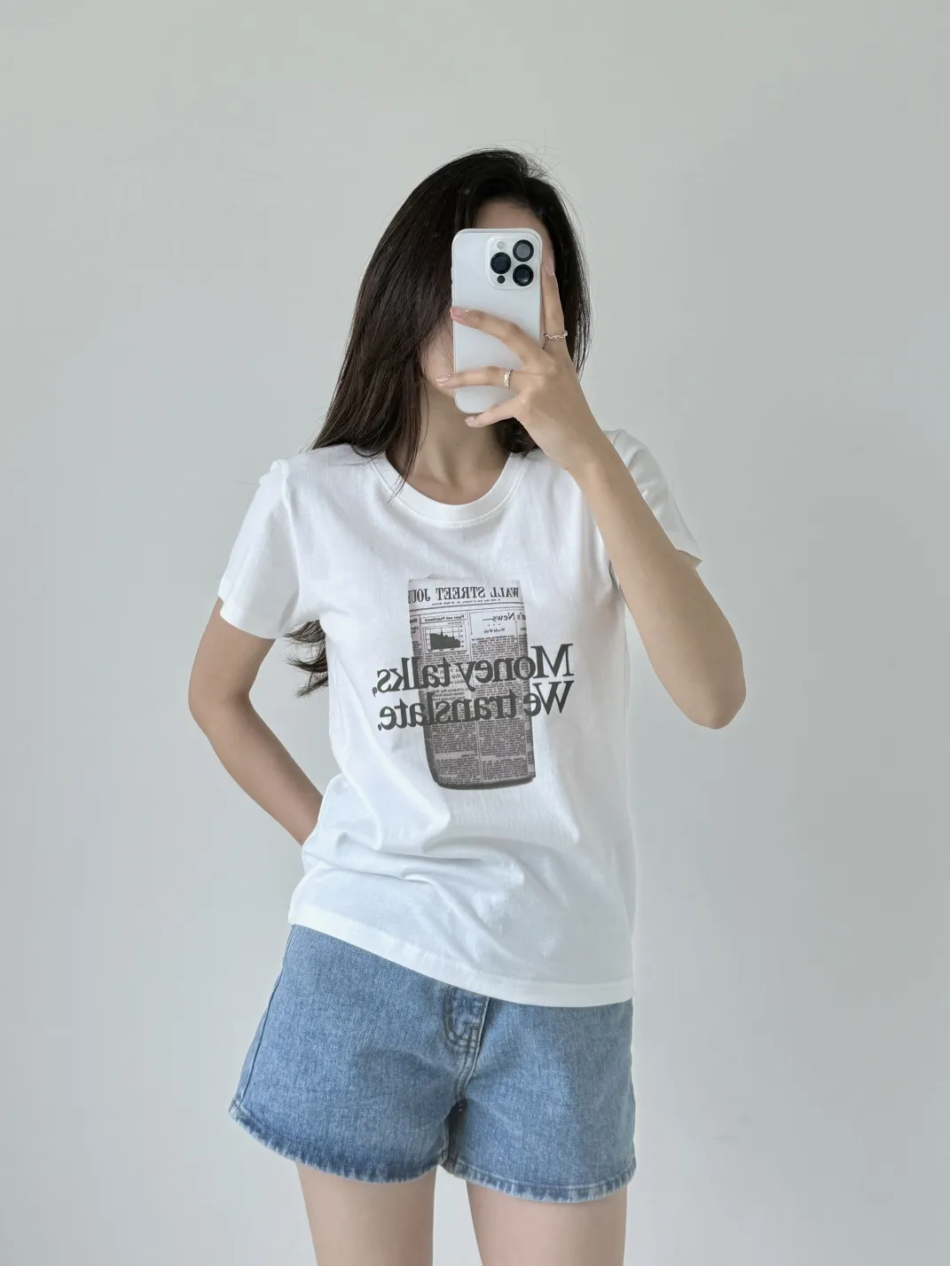 コットンラウンドネックロゴ夏Tシャツ | 詳細画像1