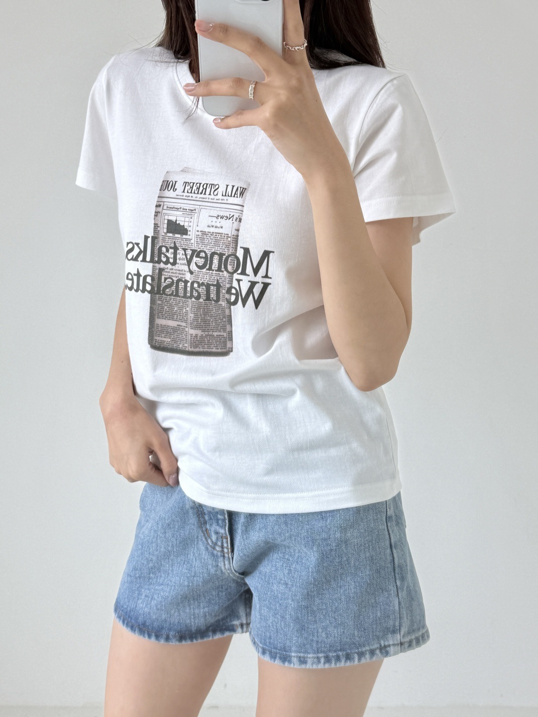コットンラウンドネックロゴ夏Tシャツ | 詳細画像3