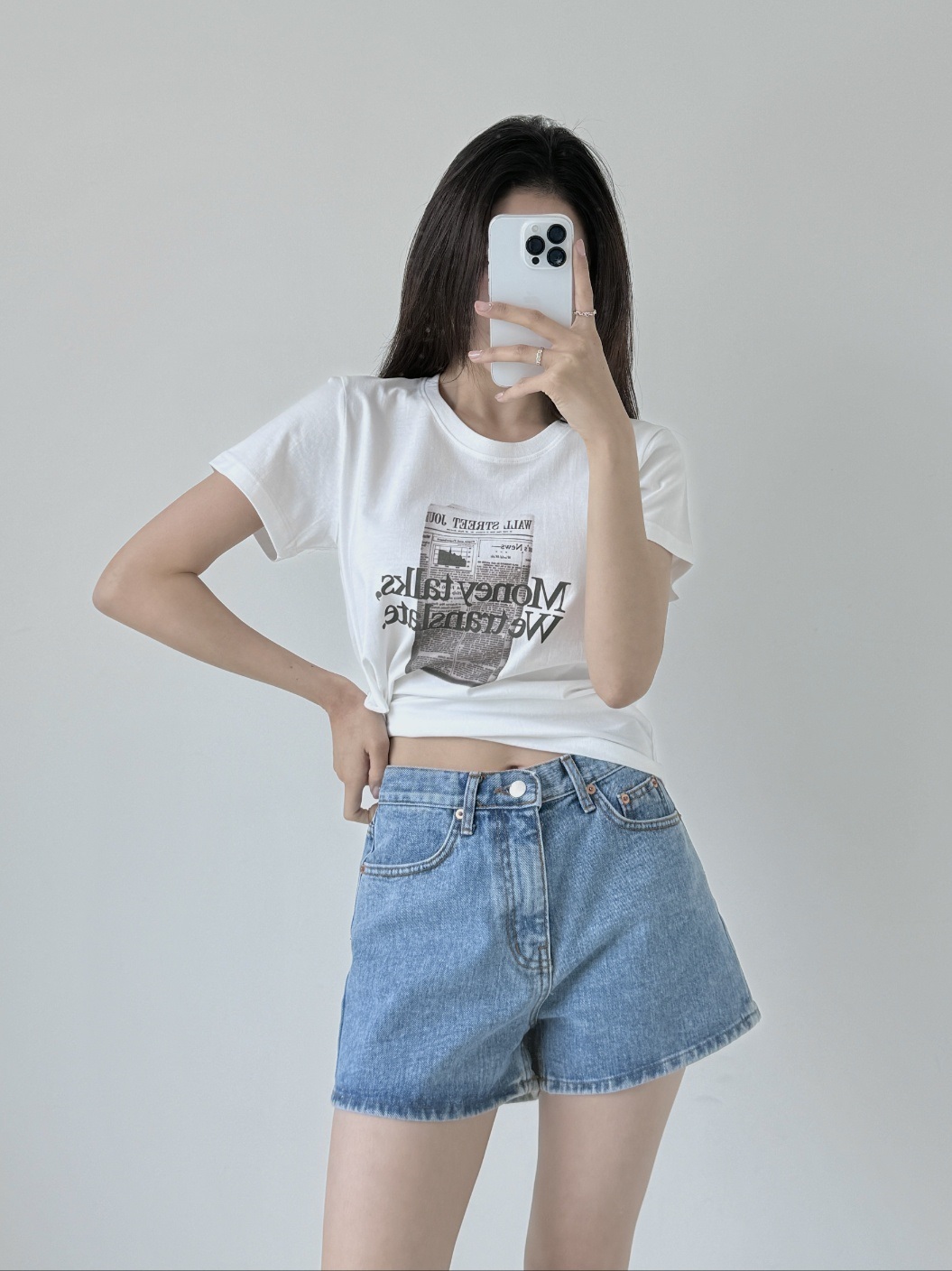 コットンラウンドネックロゴ夏Tシャツ | 詳細画像4