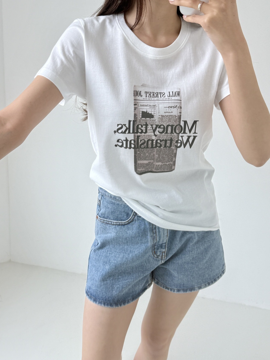 コットンラウンドネックロゴ夏Tシャツ | 詳細画像5
