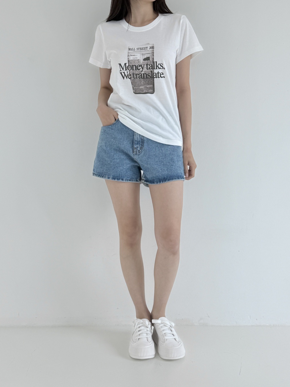 コットンラウンドネックロゴ夏Tシャツ | 詳細画像7