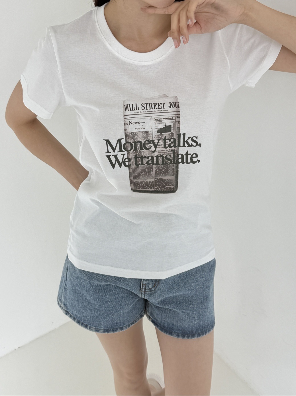 コットンラウンドネックロゴ夏Tシャツ | 詳細画像9