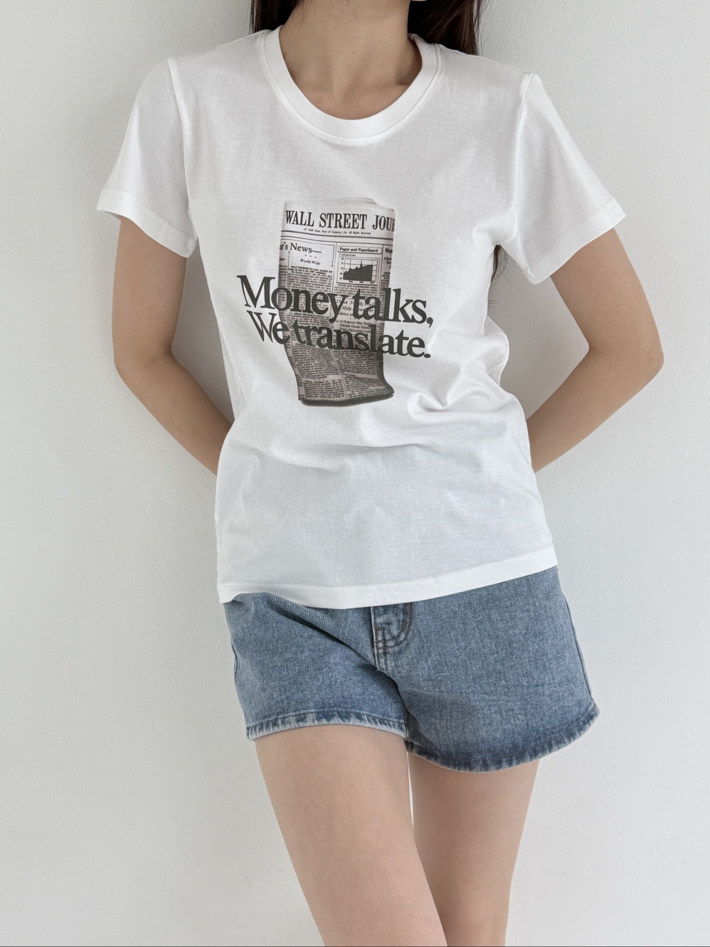 コットンラウンドネックロゴ夏Tシャツ | 詳細画像10