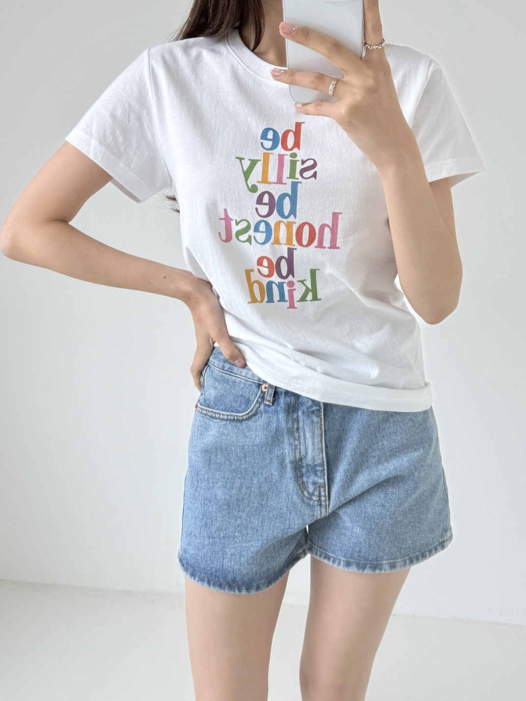 コットンラウンドネックレタリング夏Tシャツ | 詳細画像2