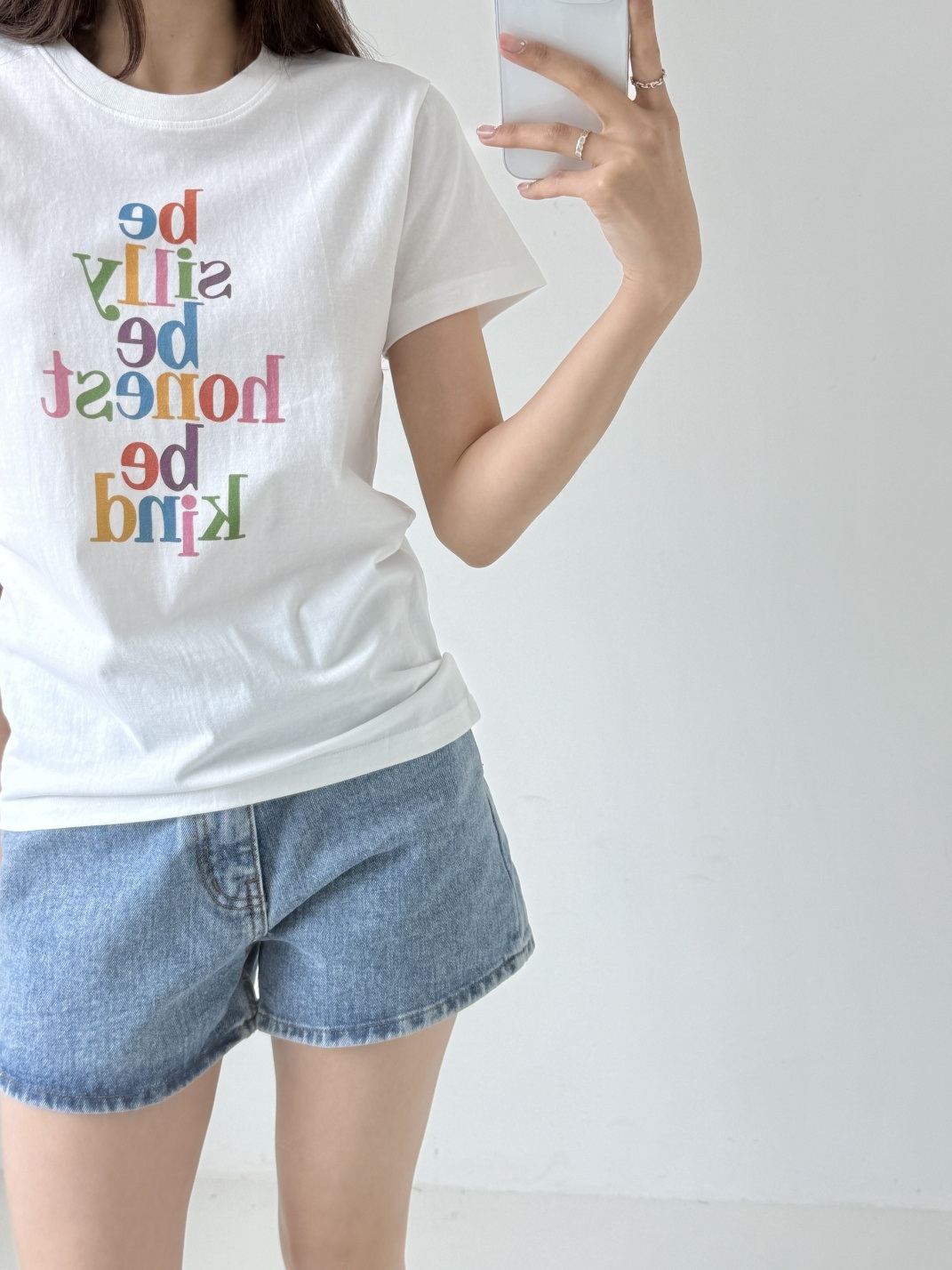 コットンラウンドネックレタリング夏Tシャツ | 詳細画像3