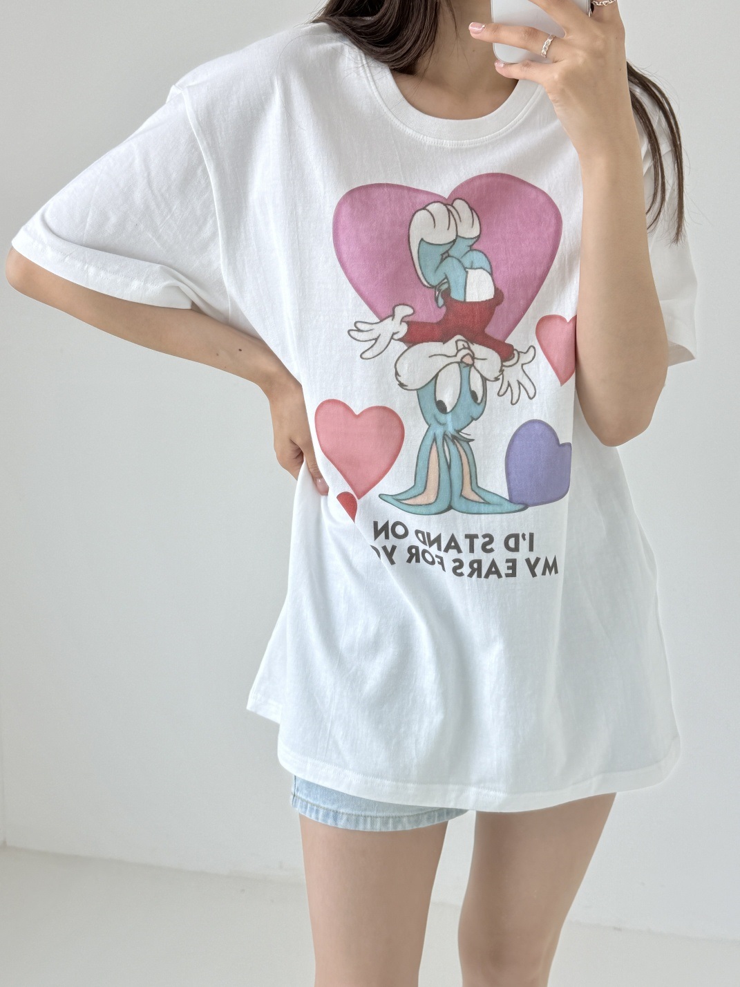 コットンラウンドネックボクシープリント夏Tシャツ | 詳細画像2