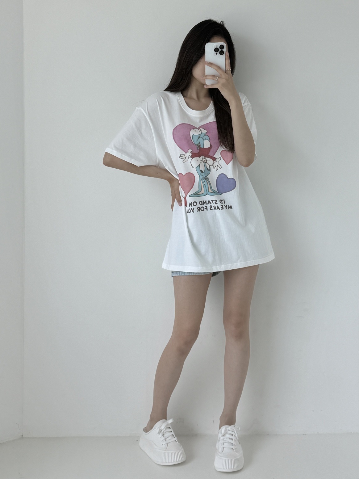 コットンラウンドネックボクシープリント夏Tシャツ | 詳細画像7