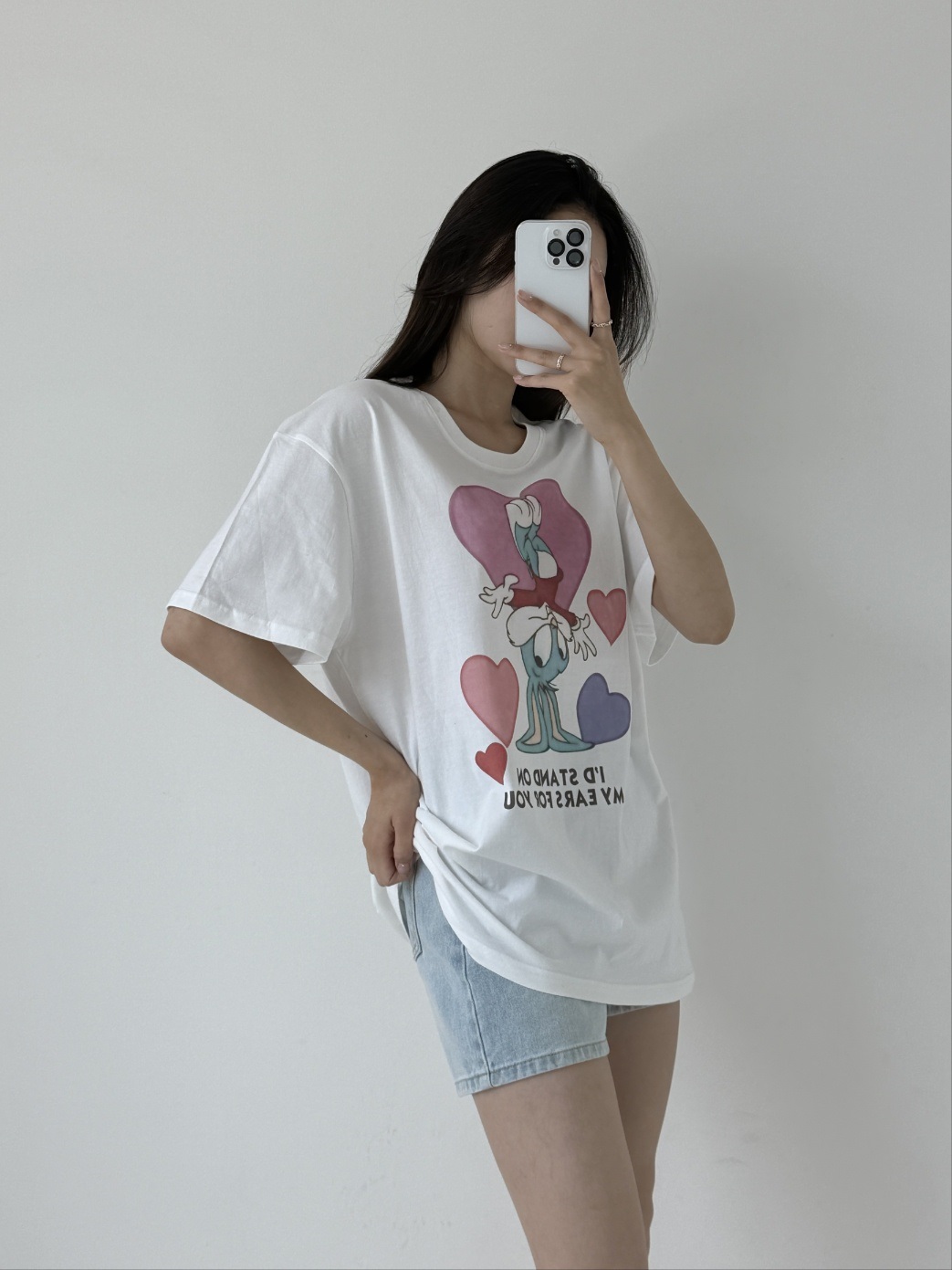 コットンラウンドネックボクシープリント夏Tシャツ | 詳細画像9