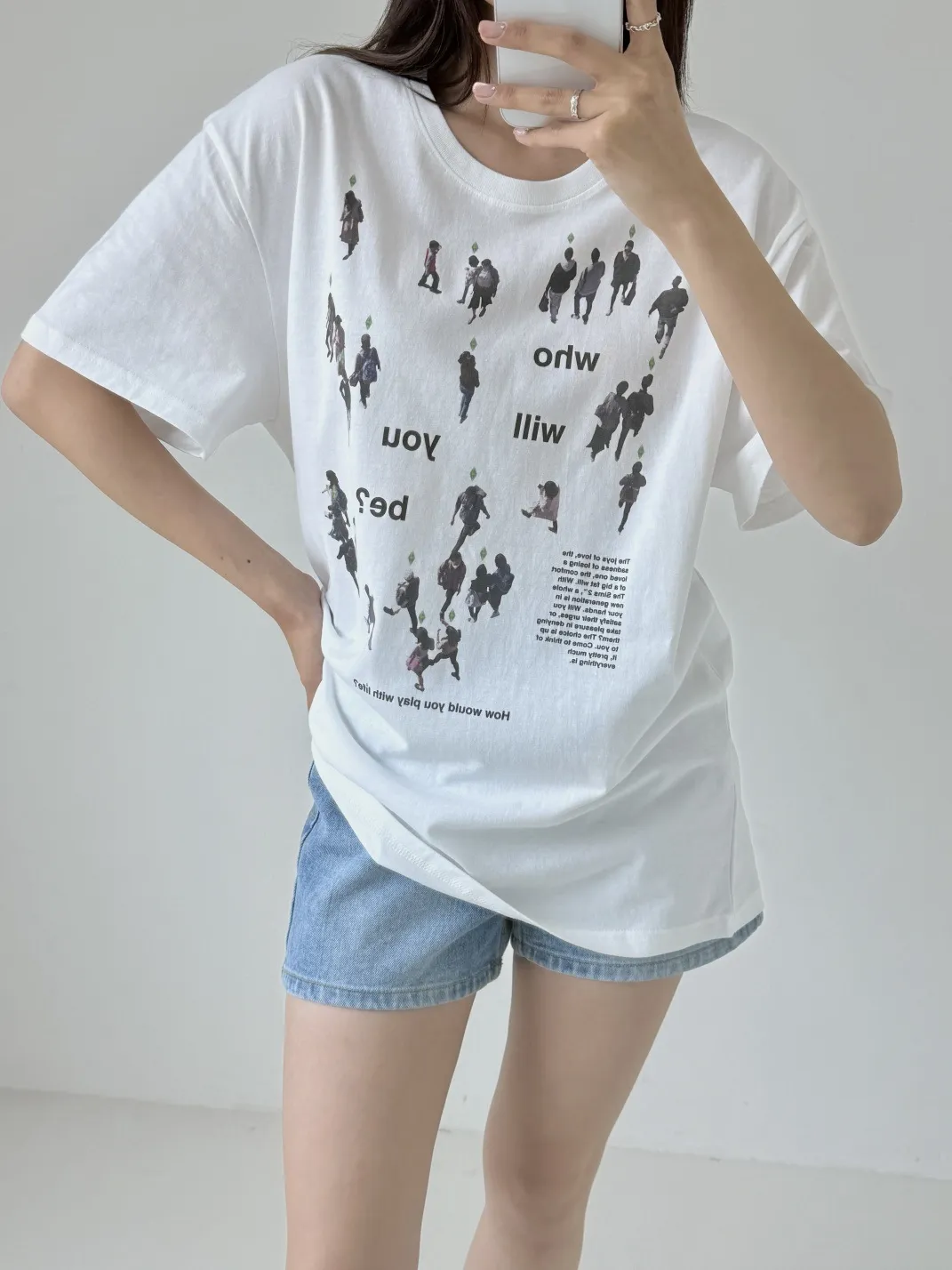 コットンラウンドネックボクシープリントTシャツ | 詳細画像1