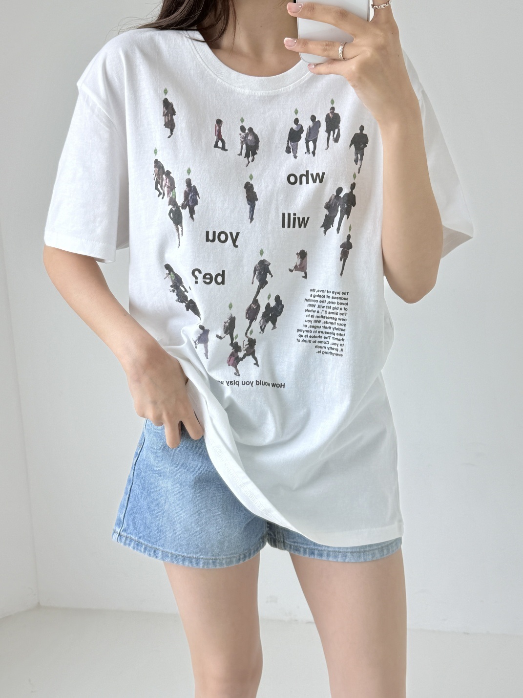 コットンラウンドネックボクシープリントTシャツ | 詳細画像5
