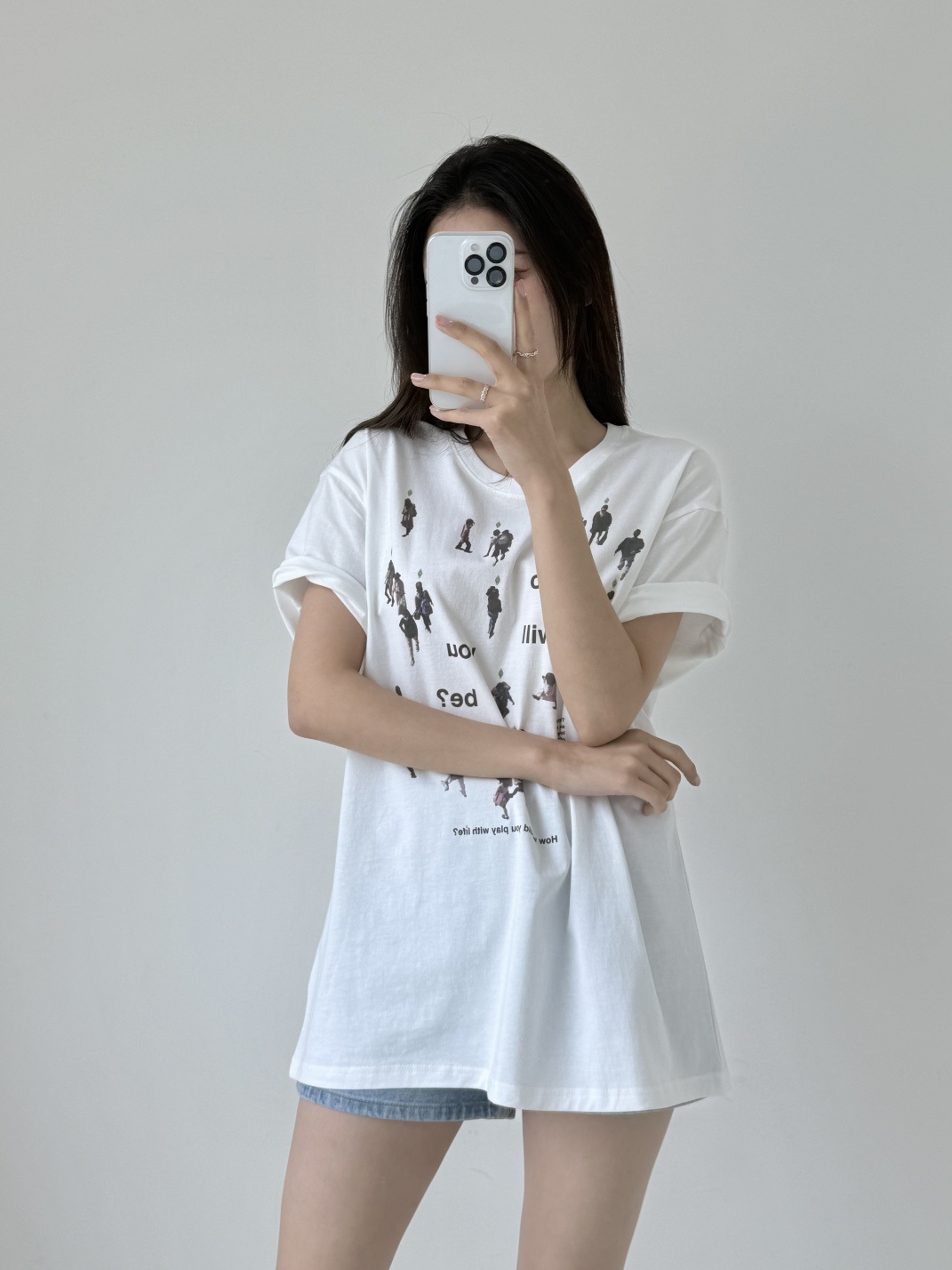 コットンラウンドネックボクシープリントTシャツ | 詳細画像8