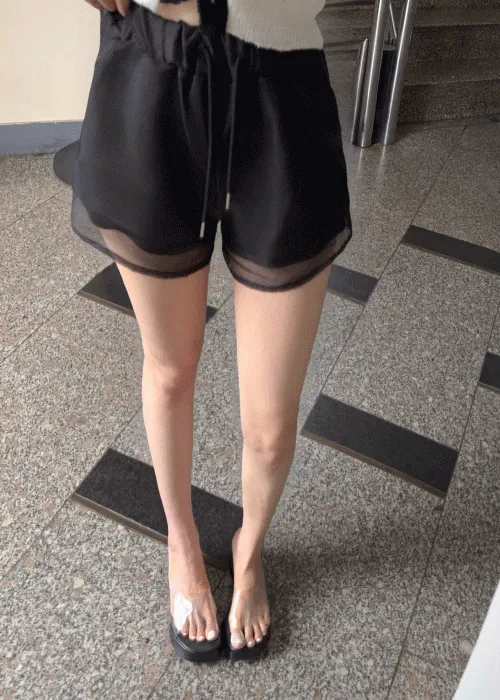 オーガンジーレイヤード風ウエストゴムショートパンツ | darlingmoon | 詳細画像1