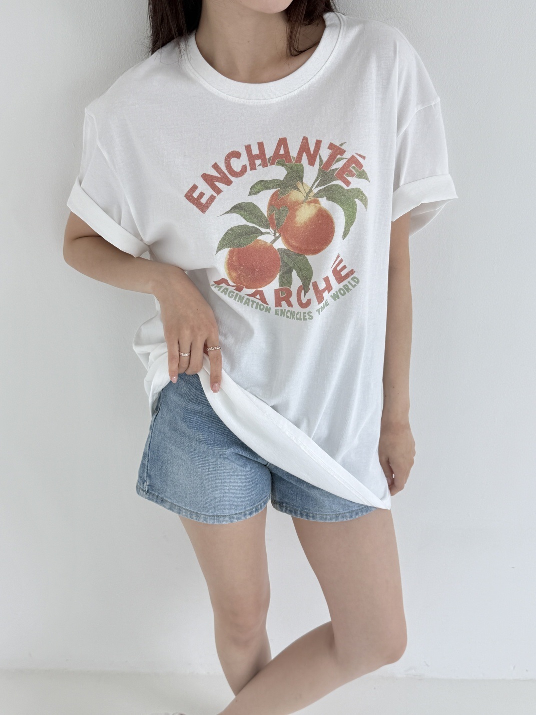 コットンラウンドネックボクシープリントTシャツ | 詳細画像2