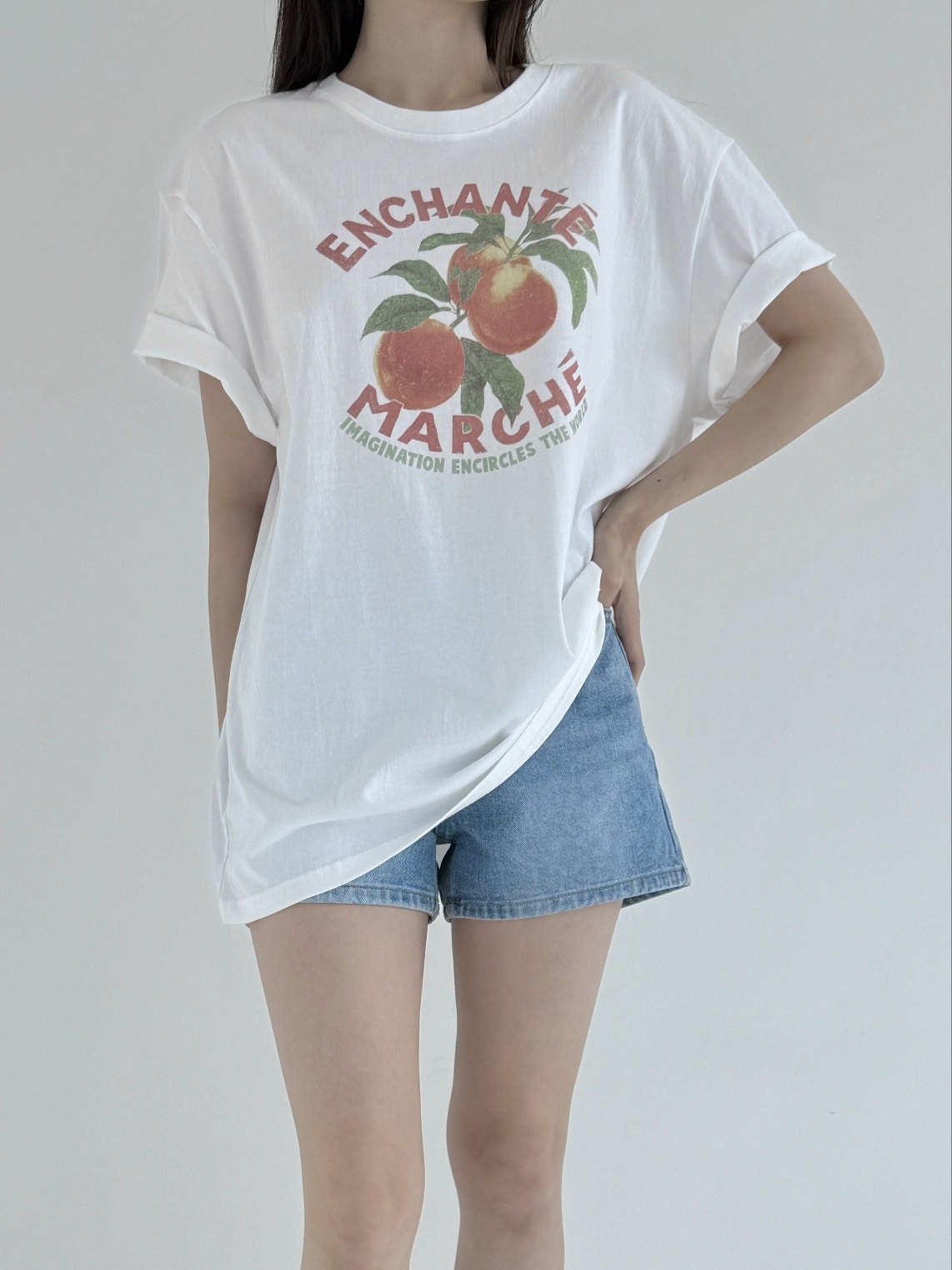 コットンラウンドネックボクシープリントTシャツ | 詳細画像3