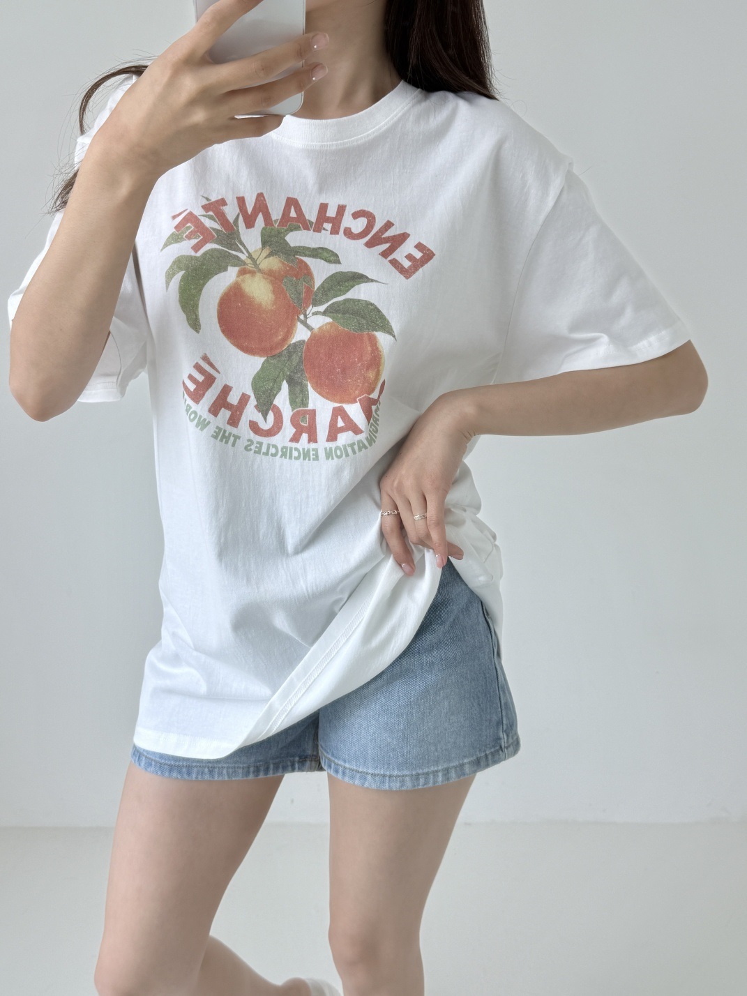 コットンラウンドネックボクシープリントTシャツ | 詳細画像4