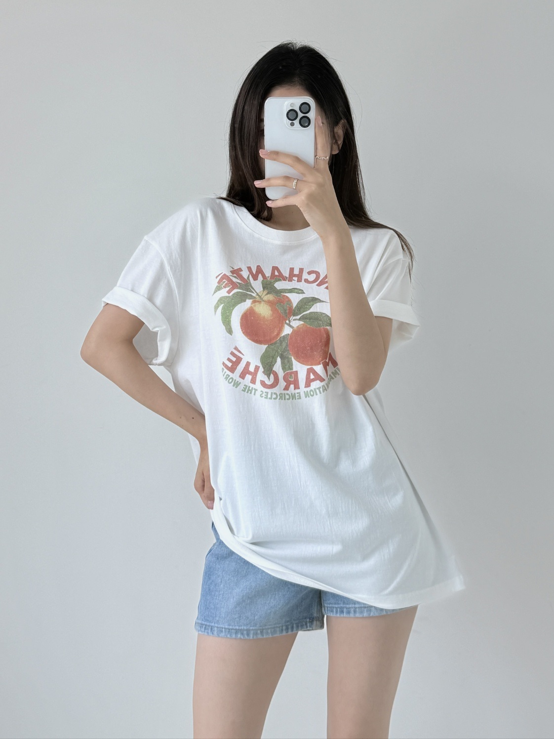 コットンラウンドネックボクシープリントTシャツ | 詳細画像6