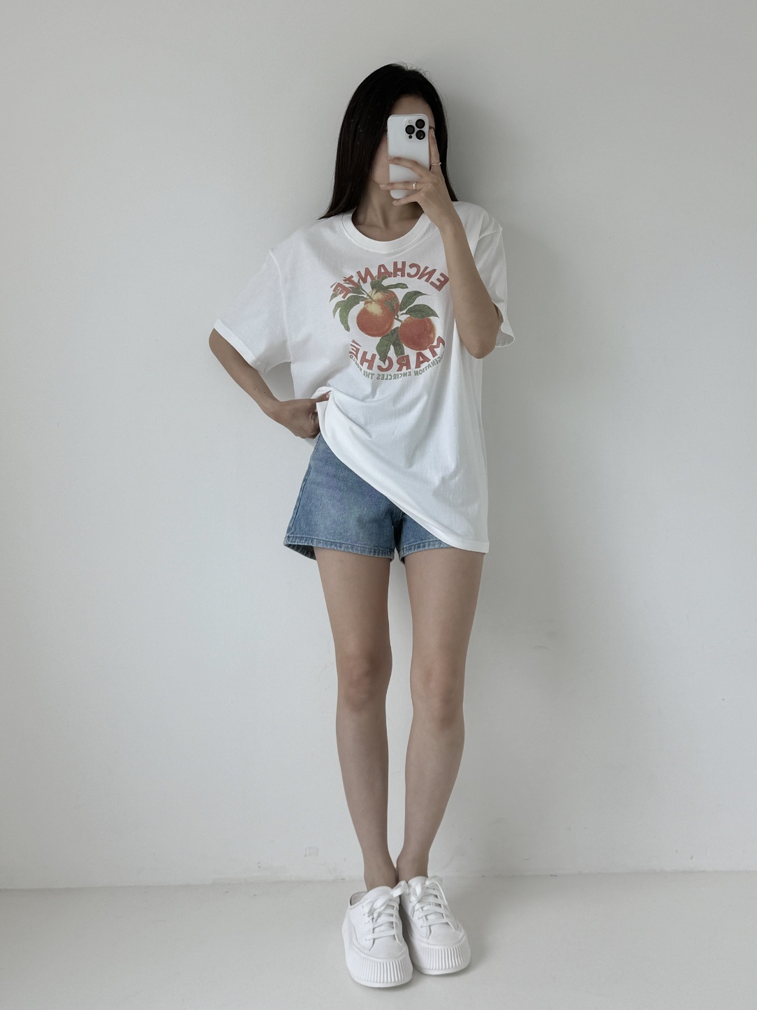コットンラウンドネックボクシープリントTシャツ | 詳細画像7
