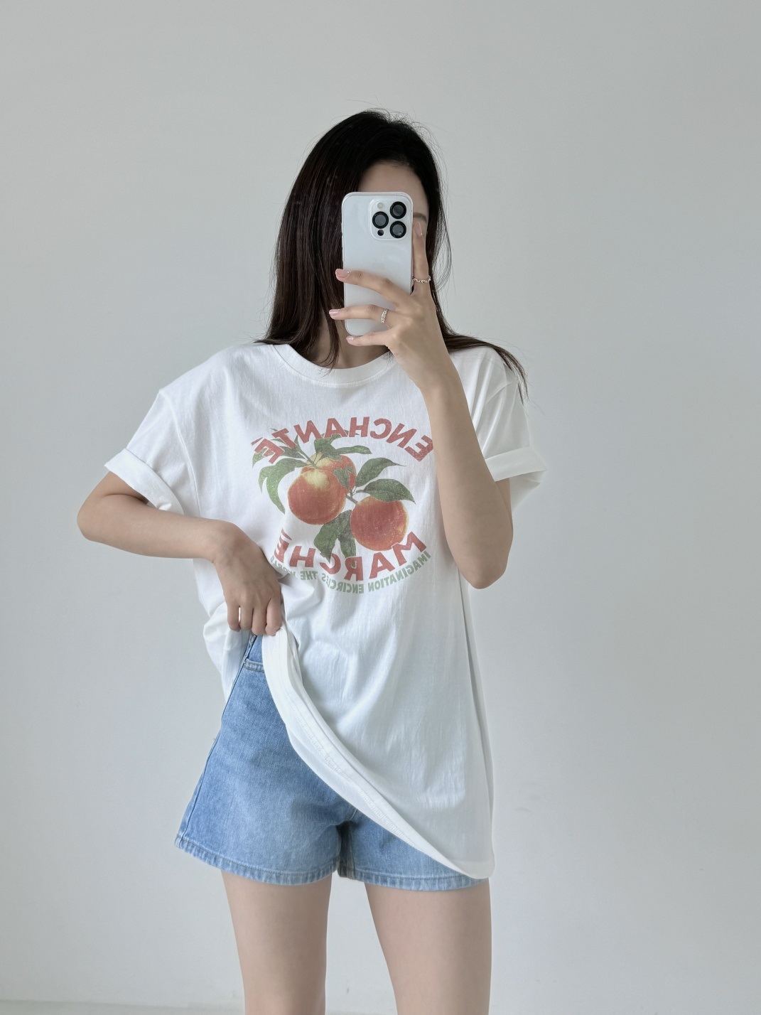 コットンラウンドネックボクシープリントTシャツ | 詳細画像8