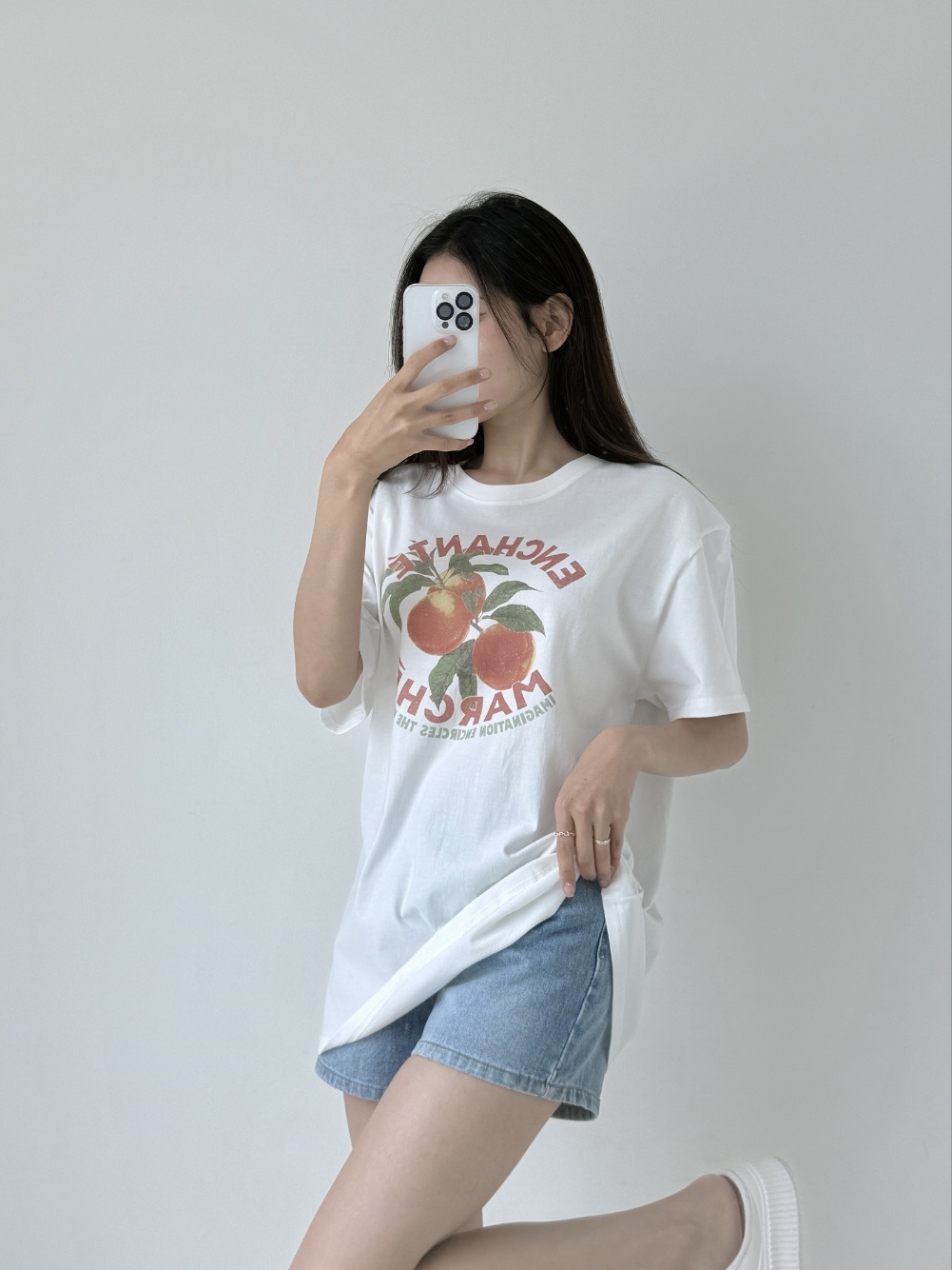 コットンラウンドネックボクシープリントTシャツ | 詳細画像10