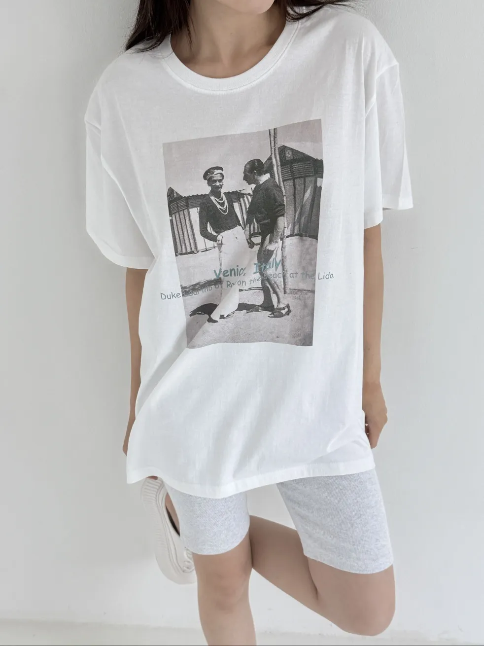 コットンラウンドネックボクシープリントTシャツ | 詳細画像1