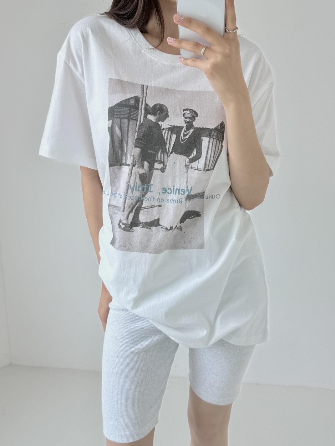 コットンラウンドネックボクシープリントTシャツ | 詳細画像2