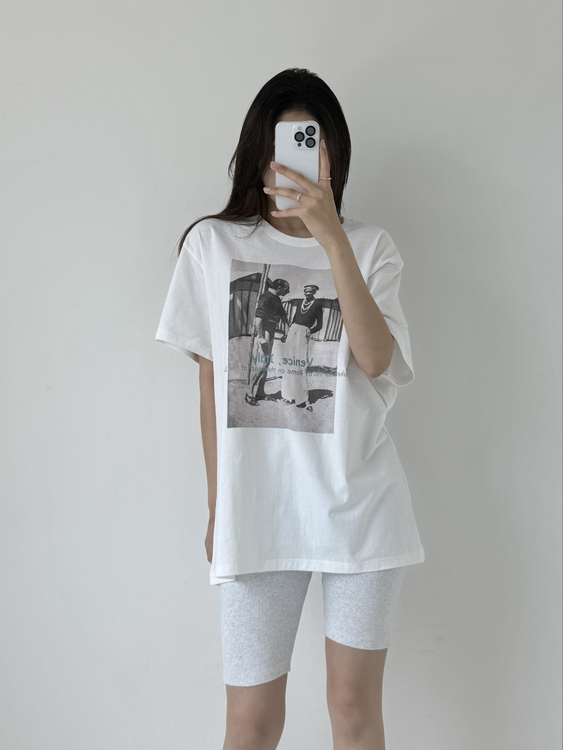 コットンラウンドネックボクシープリントTシャツ | 詳細画像3