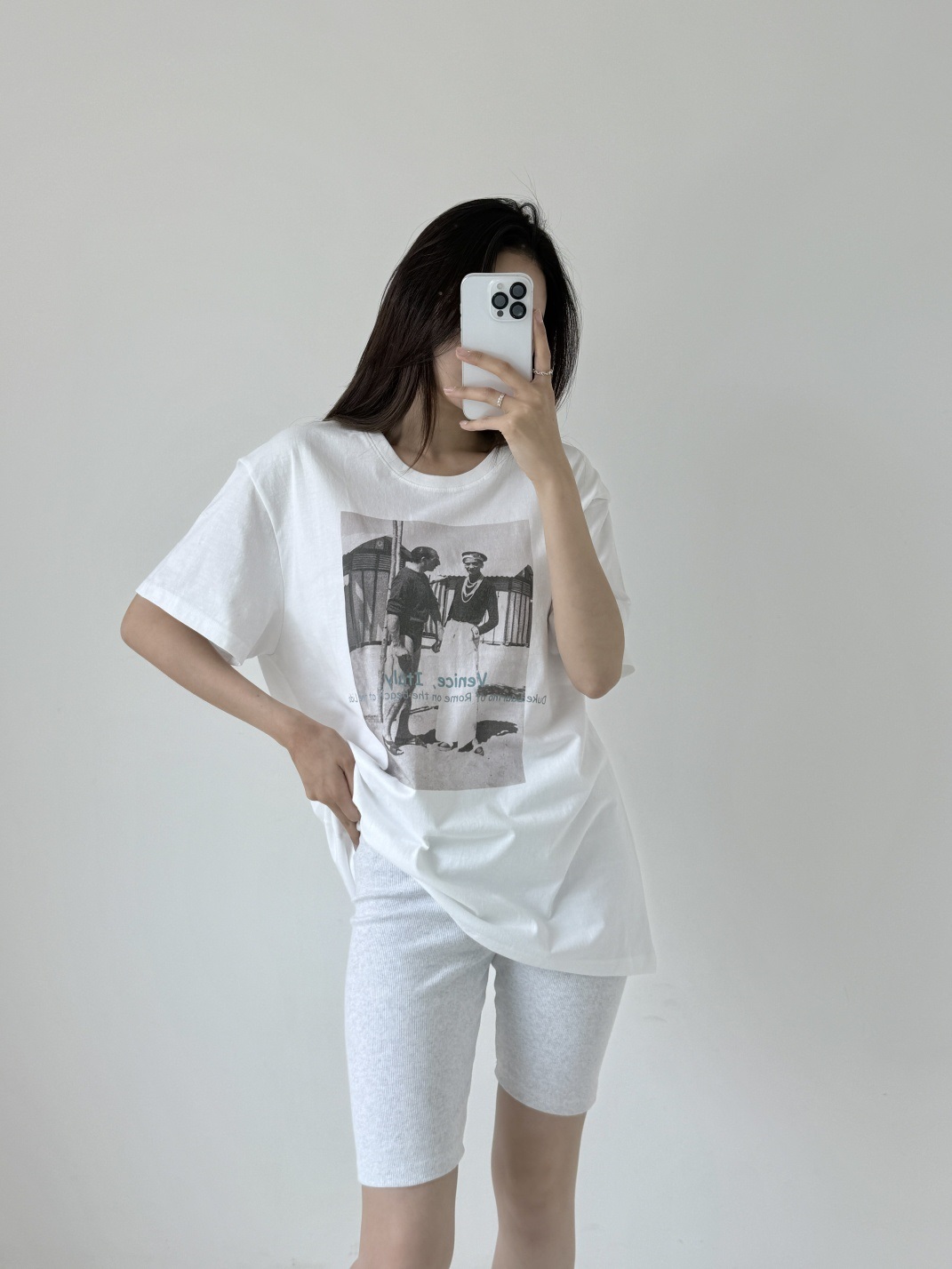 コットンラウンドネックボクシープリントTシャツ | 詳細画像4