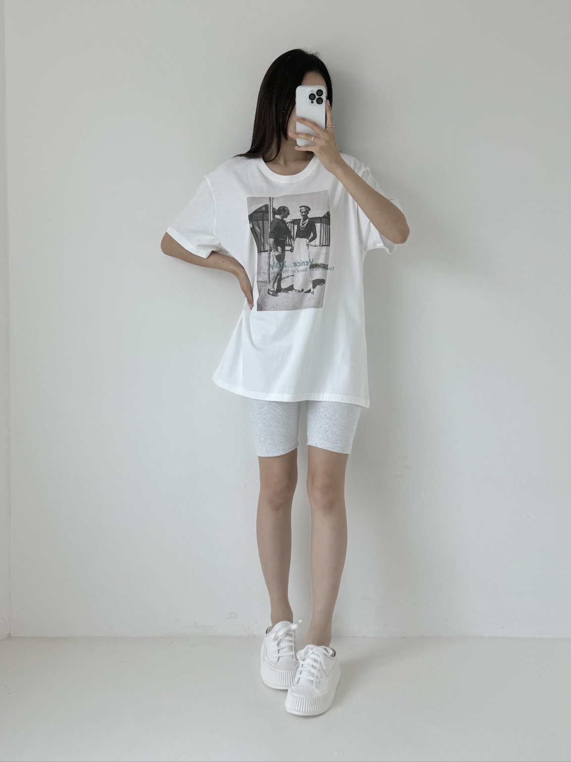 コットンラウンドネックボクシープリントTシャツ | 詳細画像5