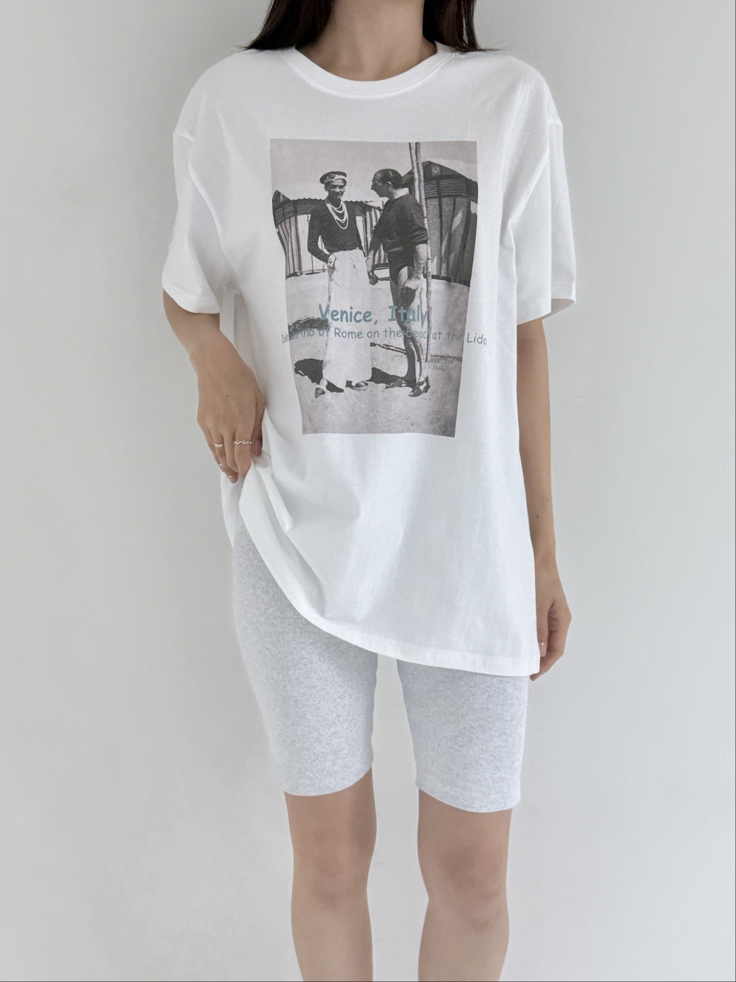コットンラウンドネックボクシープリントTシャツ | 詳細画像8