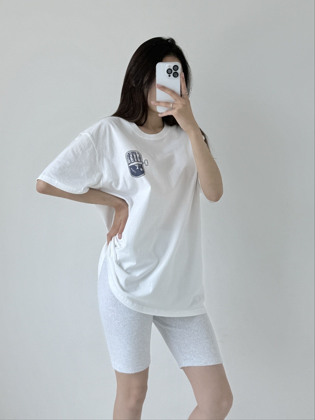 コットンラウンドネックボクシープリントTシャツ | 詳細画像2