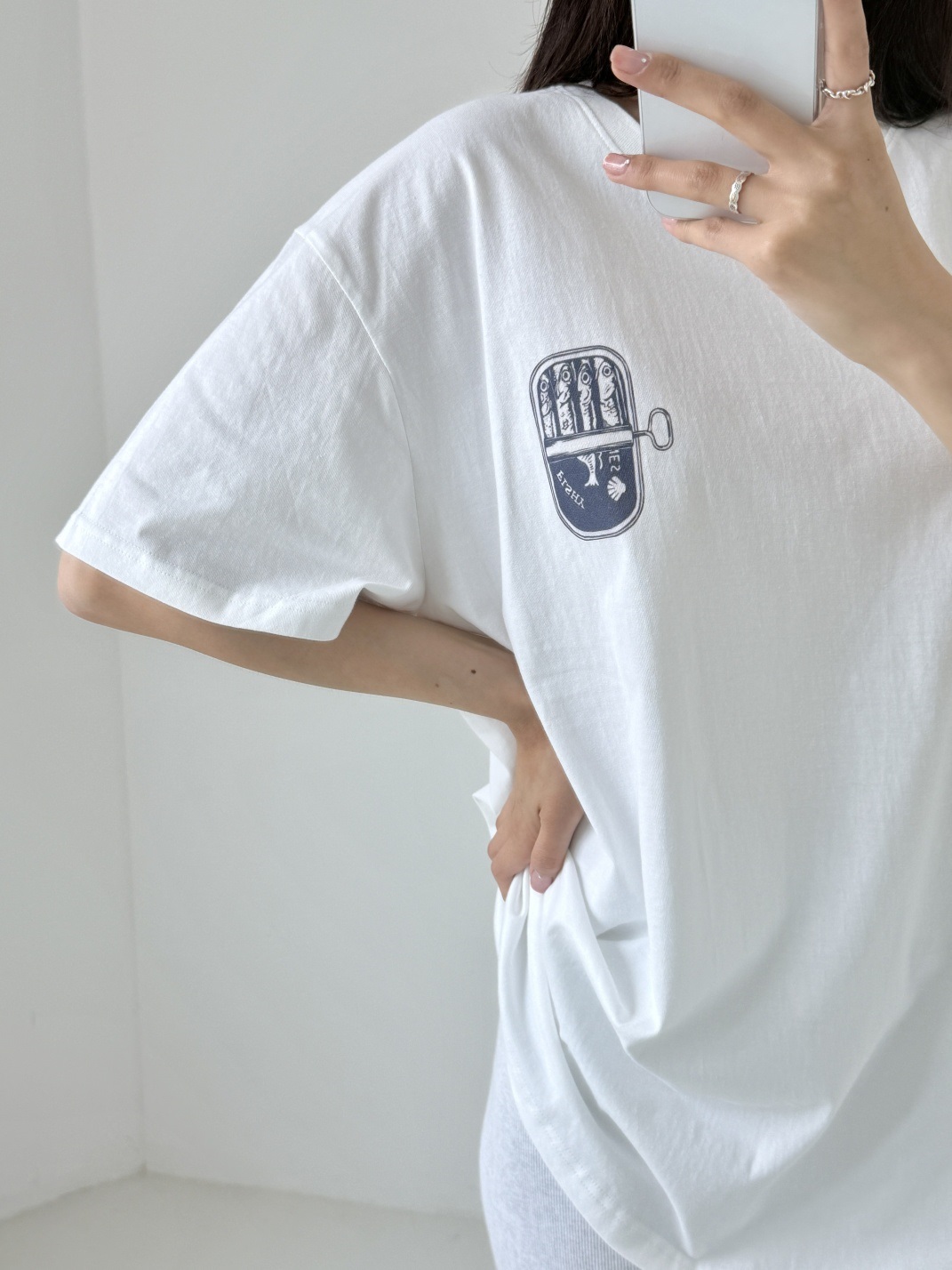 コットンラウンドネックボクシープリントTシャツ | 詳細画像3