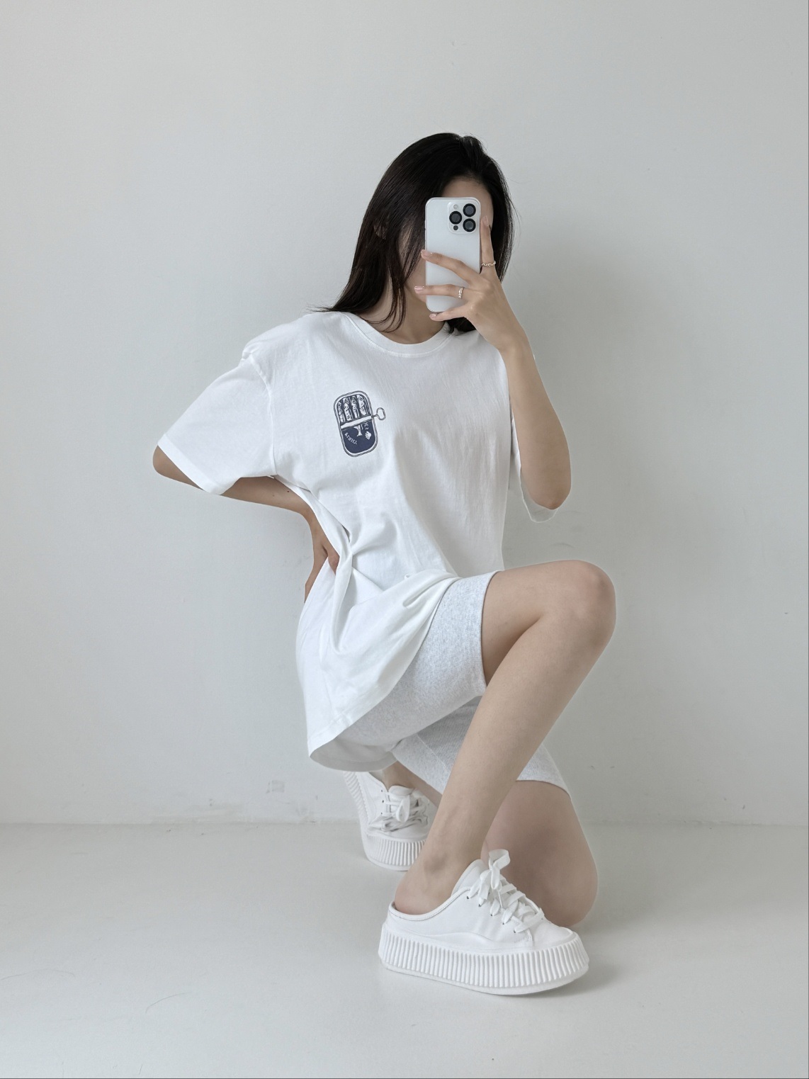 コットンラウンドネックボクシープリントTシャツ | 詳細画像7