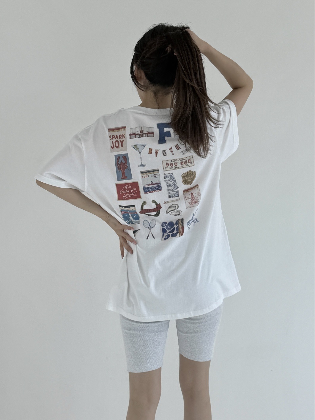 コットンラウンドネックボクシープリントTシャツ | 詳細画像9