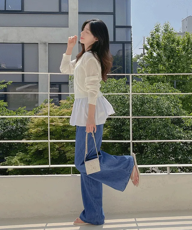 ベルト付ワイドツータックデニムパンツ | baddiary | 詳細画像1