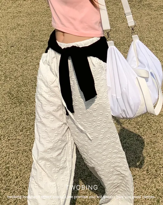ウエストゴムエンボスストラップ花柄パンツ | twobing | 詳細画像2