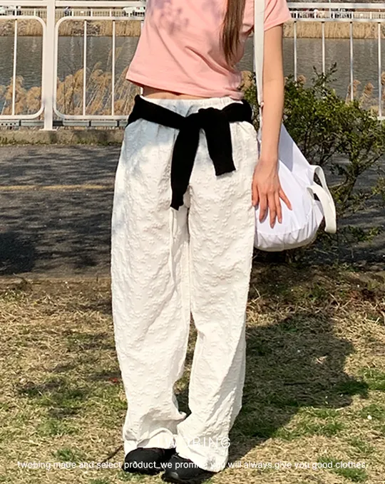 ウエストゴムエンボスストラップ花柄パンツ | twobing | 詳細画像6