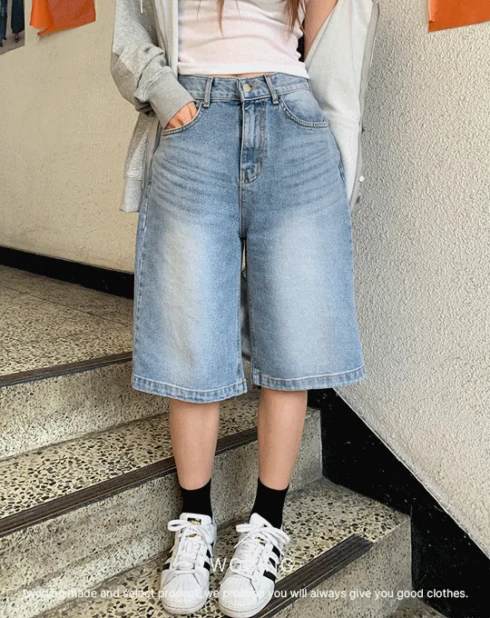 ウォッシングバミューダデニムパンツショートパンツ | twobing | 詳細画像1