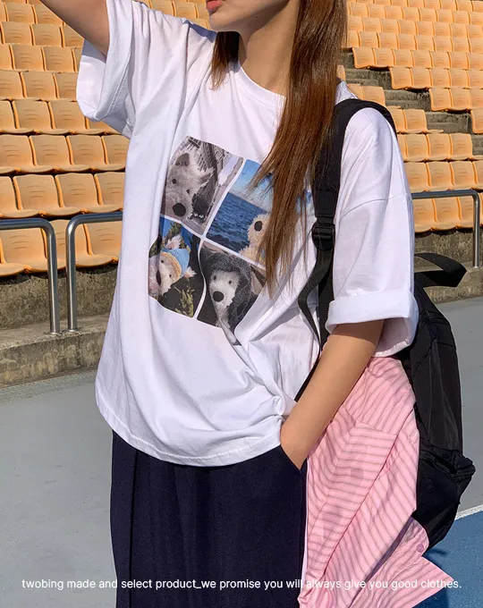 コットンオーバーサイズプリントTシャツ | twobing | 詳細画像1