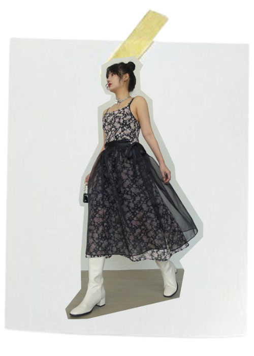 【Since Then】花柄 スクエアネック ドレス ワンピース Since Then】花柄 スクエアネック ドレス ワンピース (Since