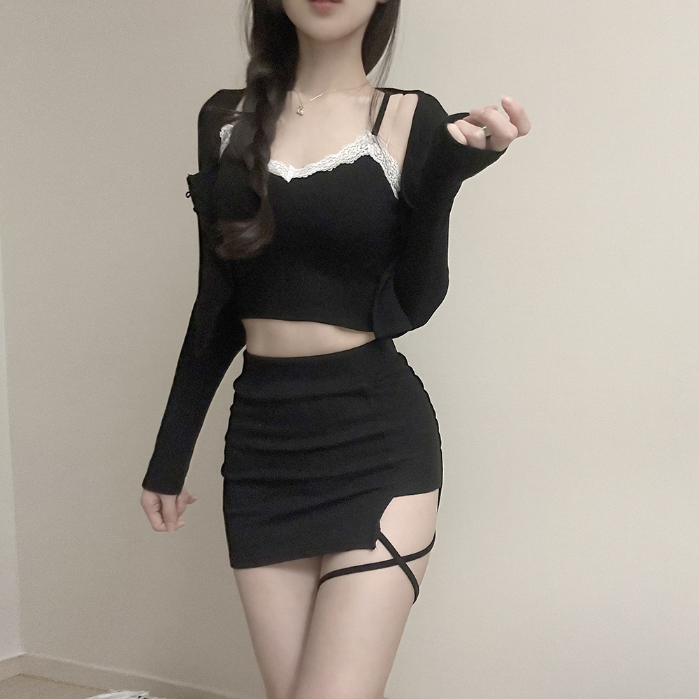 ストラップスリットウエストゴムミニスカート | レディース