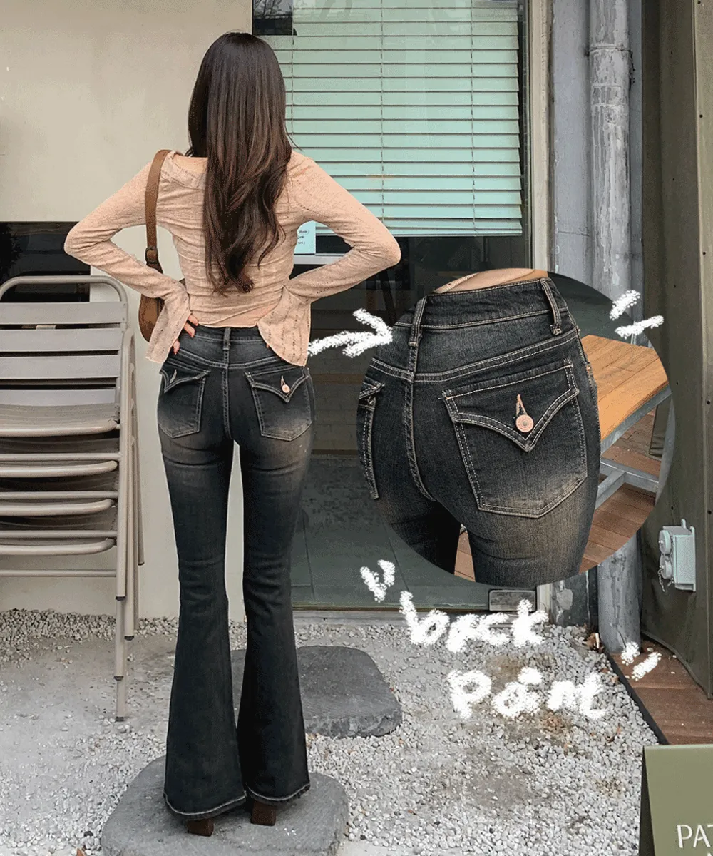 ステッチフラップポケットウォッシングデニムパンツ | wannabemuse | 詳細画像1