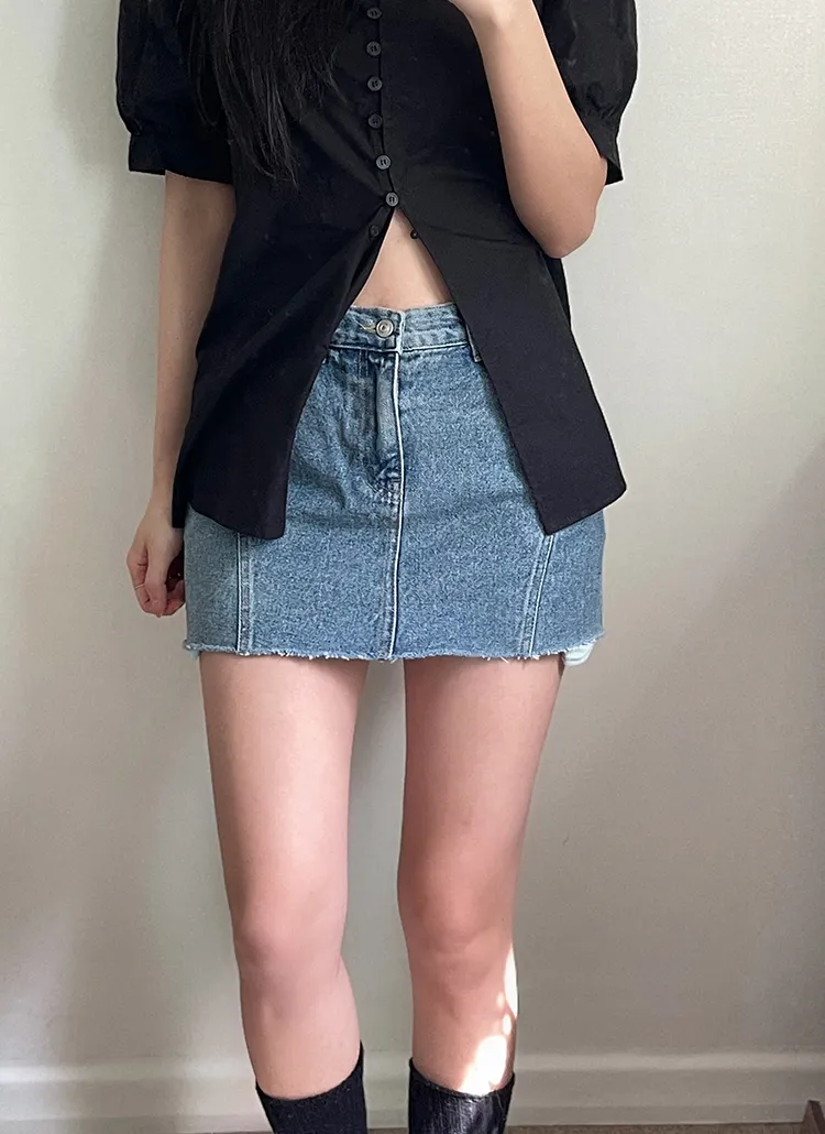 ミニローライズカットデニムスカート | yefit | 詳細画像1