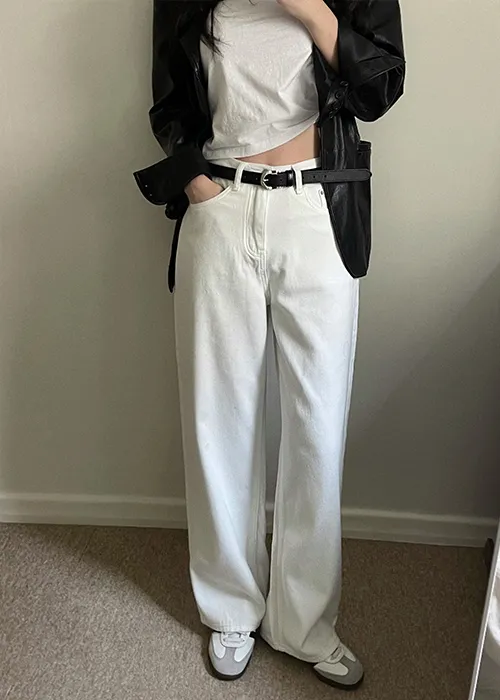 コットンハイウエストワイドベーシックパンツ | yefit | 詳細画像1
