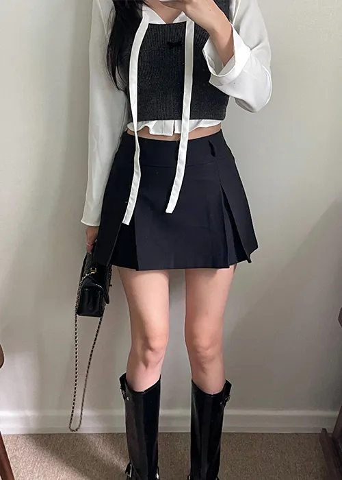 ピンタックAラインミニスカート | yefit | 詳細画像1