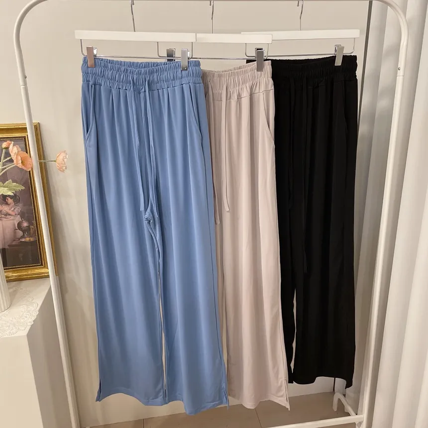 クールドローストリングピンタックウエストゴムロングワイドパンツ | mirangmirang | 詳細画像18