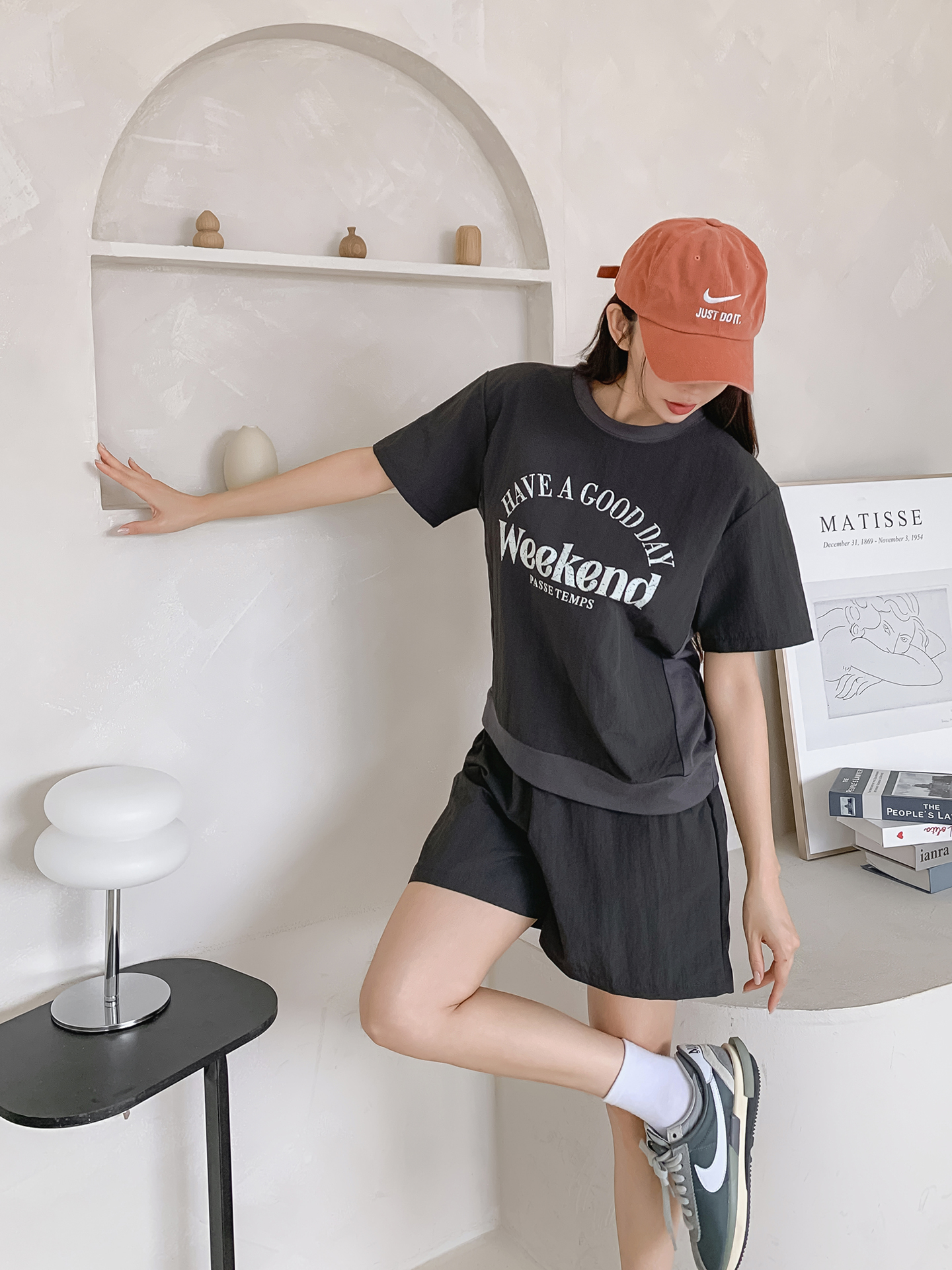 ラウンドネックウエストゴムプリントTシャツハーフパンツ | 詳細画像3